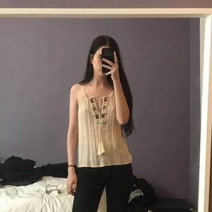 Boho embroidered tank
